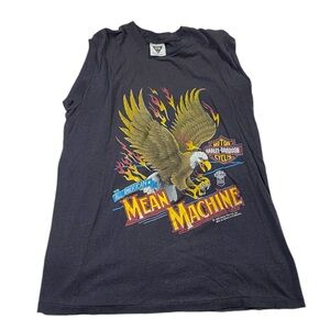 Vintage 1988 Harley-Davidson Men's Black Graphic Mean Machine Tank Top HD Moto